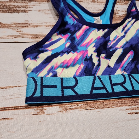 🌺3/$20 Under Armour blue pink flash dance gym sports bra girls ymd m - Picture 2 of 5